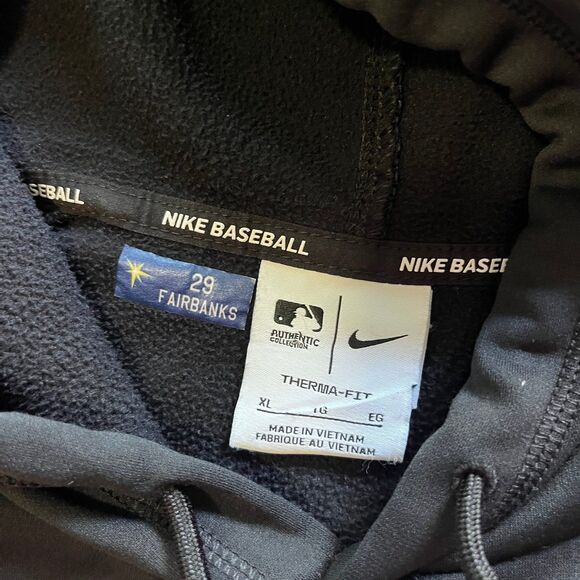 Nike Tampa Bay Rays Player Issued Hoodie Sweatshirt Pete Fairbanks #29 Black XL - Picture 2 of 7